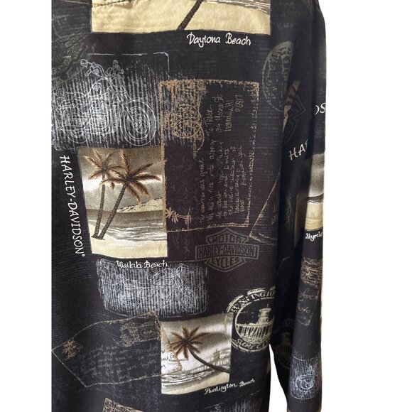 Harley-Davidson Womens Black & Tan Scenic Print Tunic Top XL Viscose - Picture 5 of 9